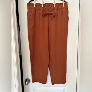 LOFT Orange/Rust Trousers with Relaxed Fit and Elastic Waistband
